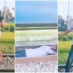 रील के लिए लगाई जान की बाजी, रेलवे ट्रैक पर लेट गया लड़का